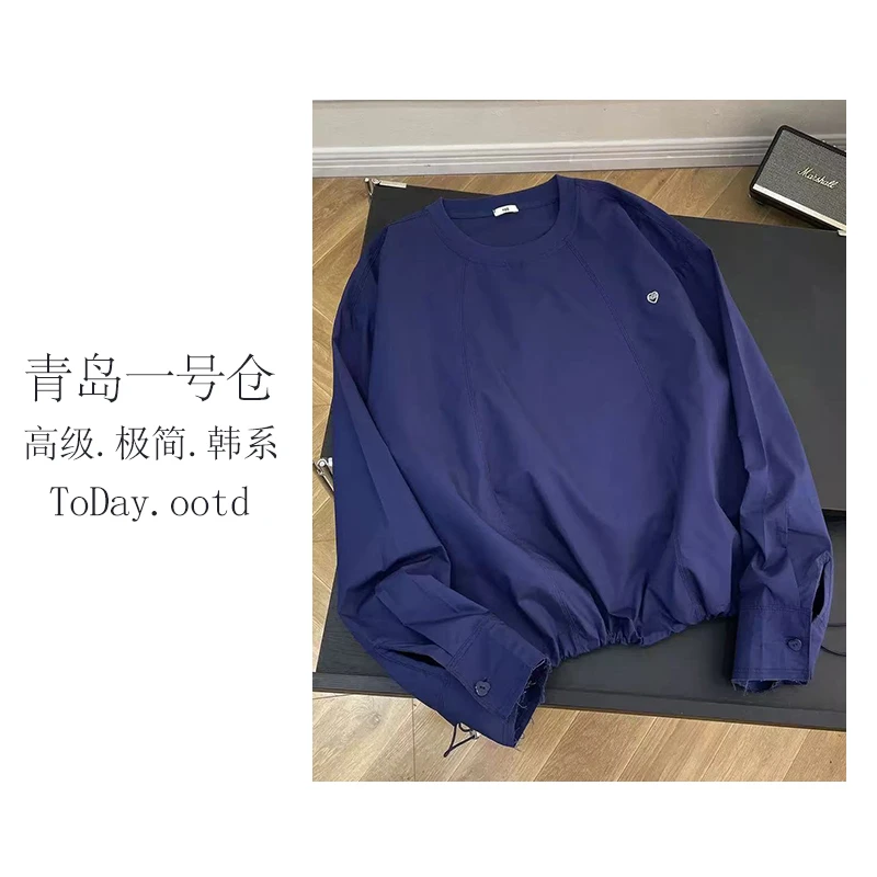 纯色鸡蛋家韩系休闲抽绳极简套头衬衣圆领卫衣XJ-1705