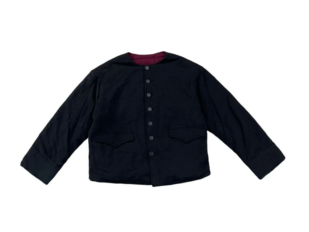 女装；25535毛边针织撞色棉服外套