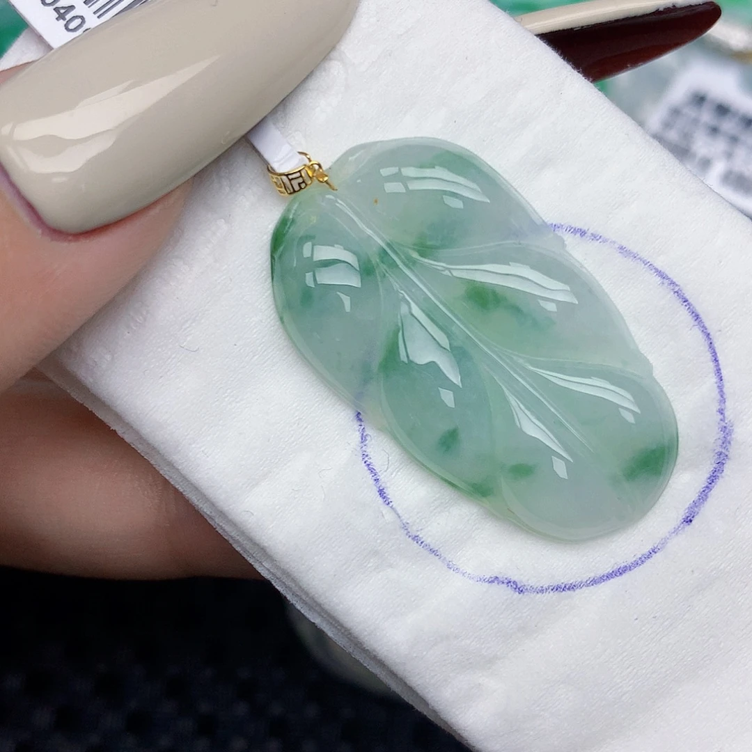 翡翠18K金镶嵌颈饰天然缅甸翡翠a货百元以上9元证书费自理