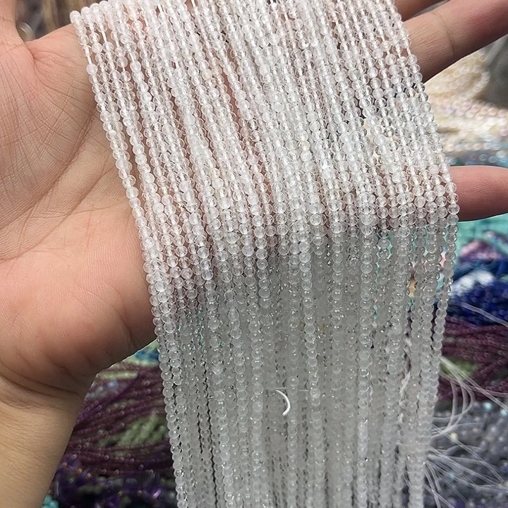 未镶嵌玛瑙/玉髓珠宝半成品一条2.5mm左右白水晶刻面