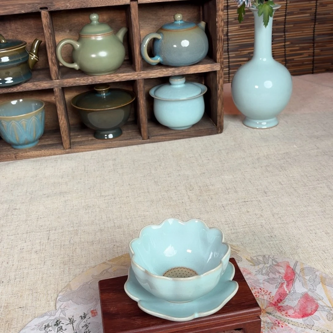 摆件陶天青茶漏莲花福利