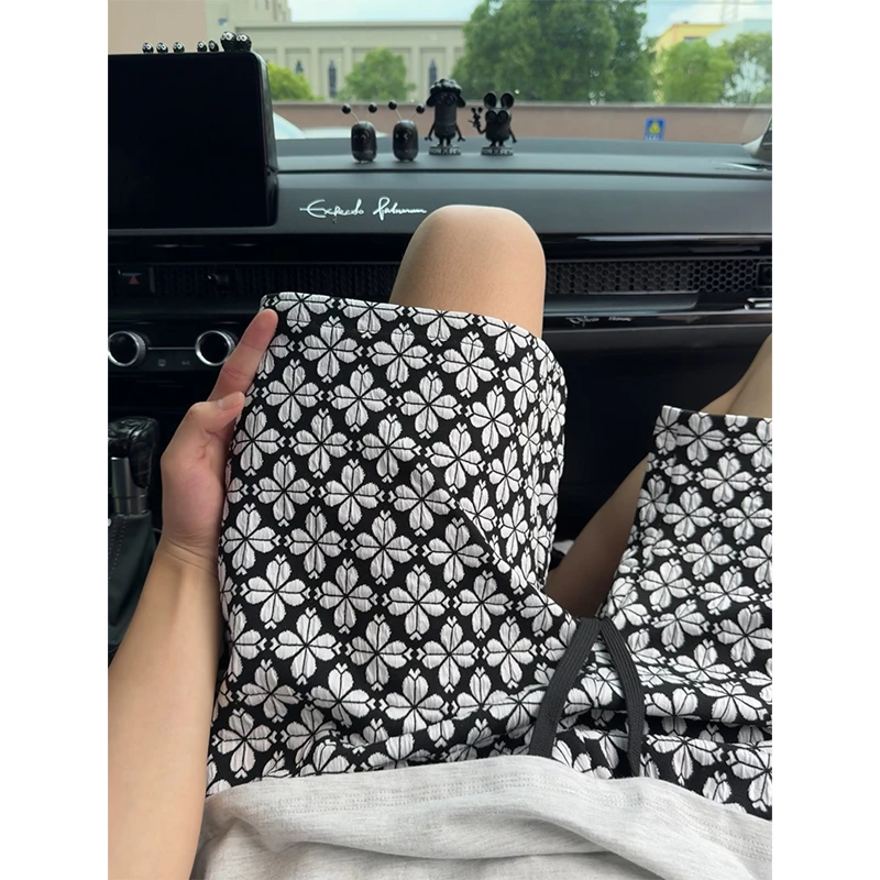 千鸟格碎花格子短裤男款夏季薄款美式潮牌百搭宽松休闲直筒五分裤