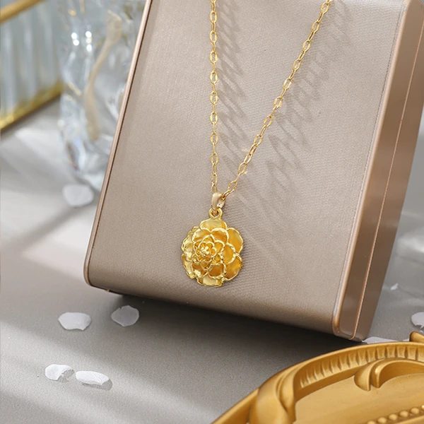 【 花小磊专属福利】牡丹花吊坠项链妈妈首饰森系女士项坠时尚精