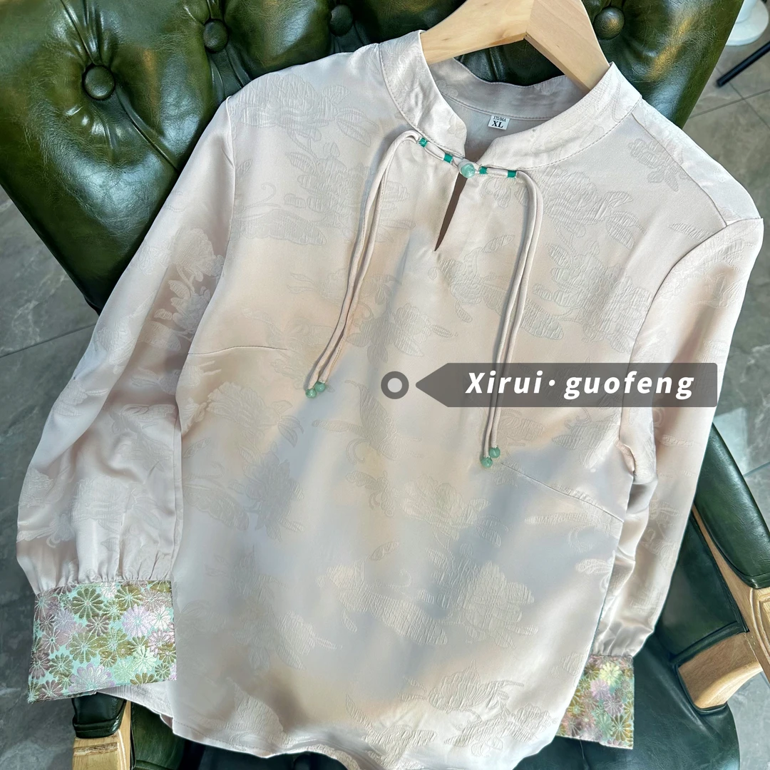 【熹瑞】梦里兰香·新中式宽松休闲立领缎面国风文艺上衣洋气开衫