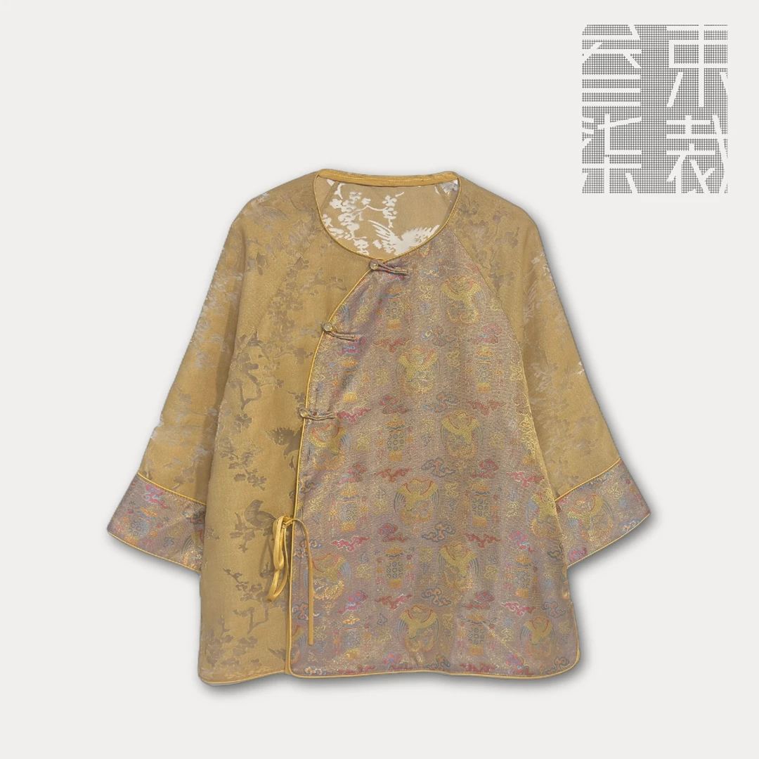 A629【暮云】春夏新款原创国风异色萝凤凰团花外套提花