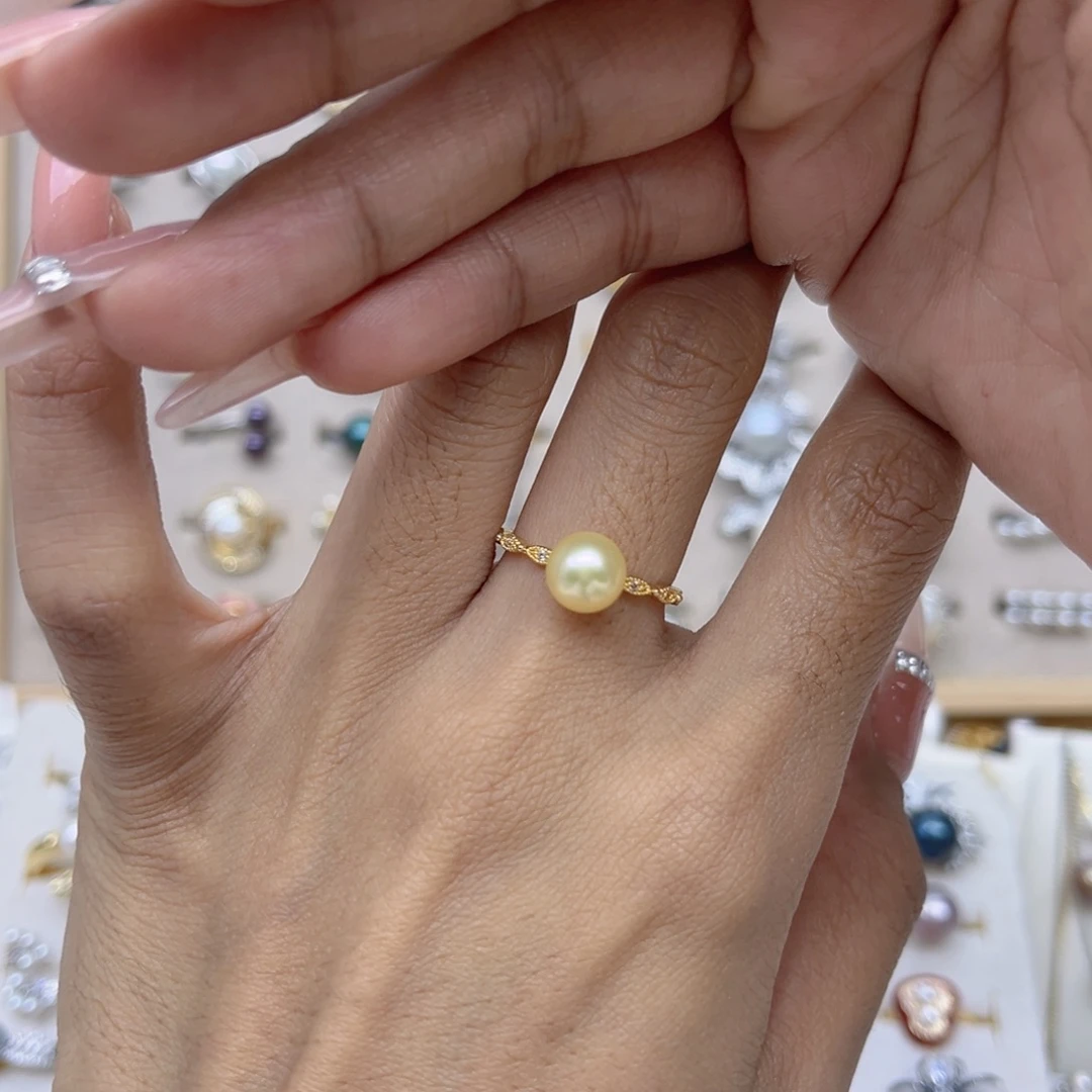 这***懒戒指淡水珍珠合金