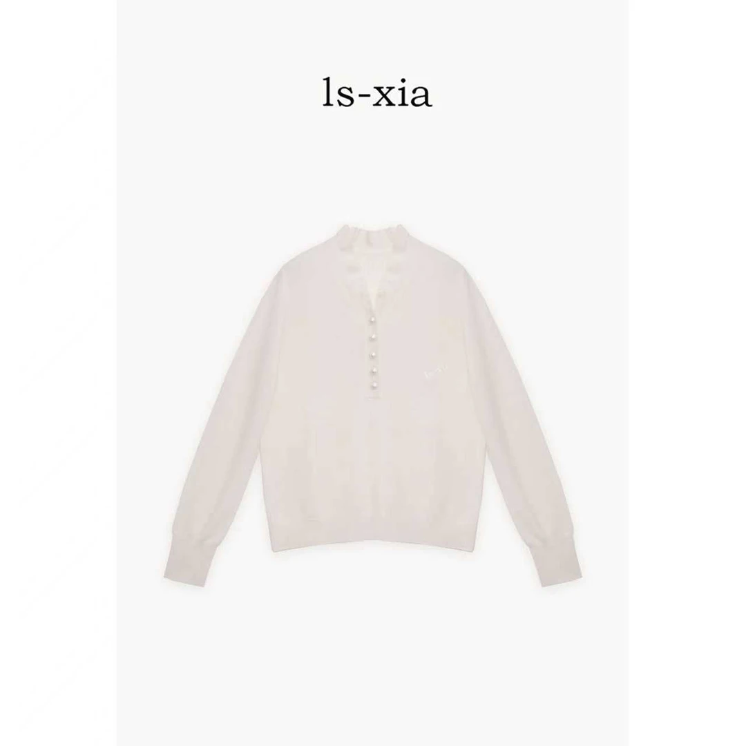 【霜落】*100%绵羊毛时尚秋冬内搭打底轻奢风单排扣纯色针织衫