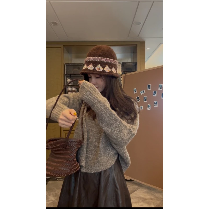 【法式翻领】法式复活高级感翻领毛针织衫女秋冬新款-MY20251220