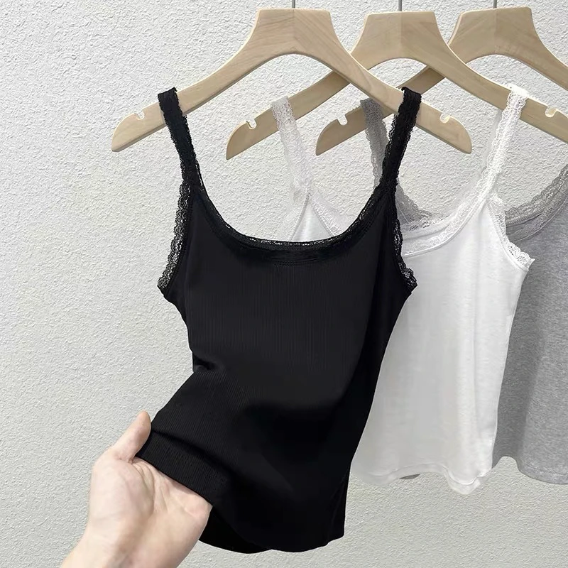 蕾丝边纯欲莫代尔吊带背心女2025新款夏内搭修身甜辣外穿打底上衣