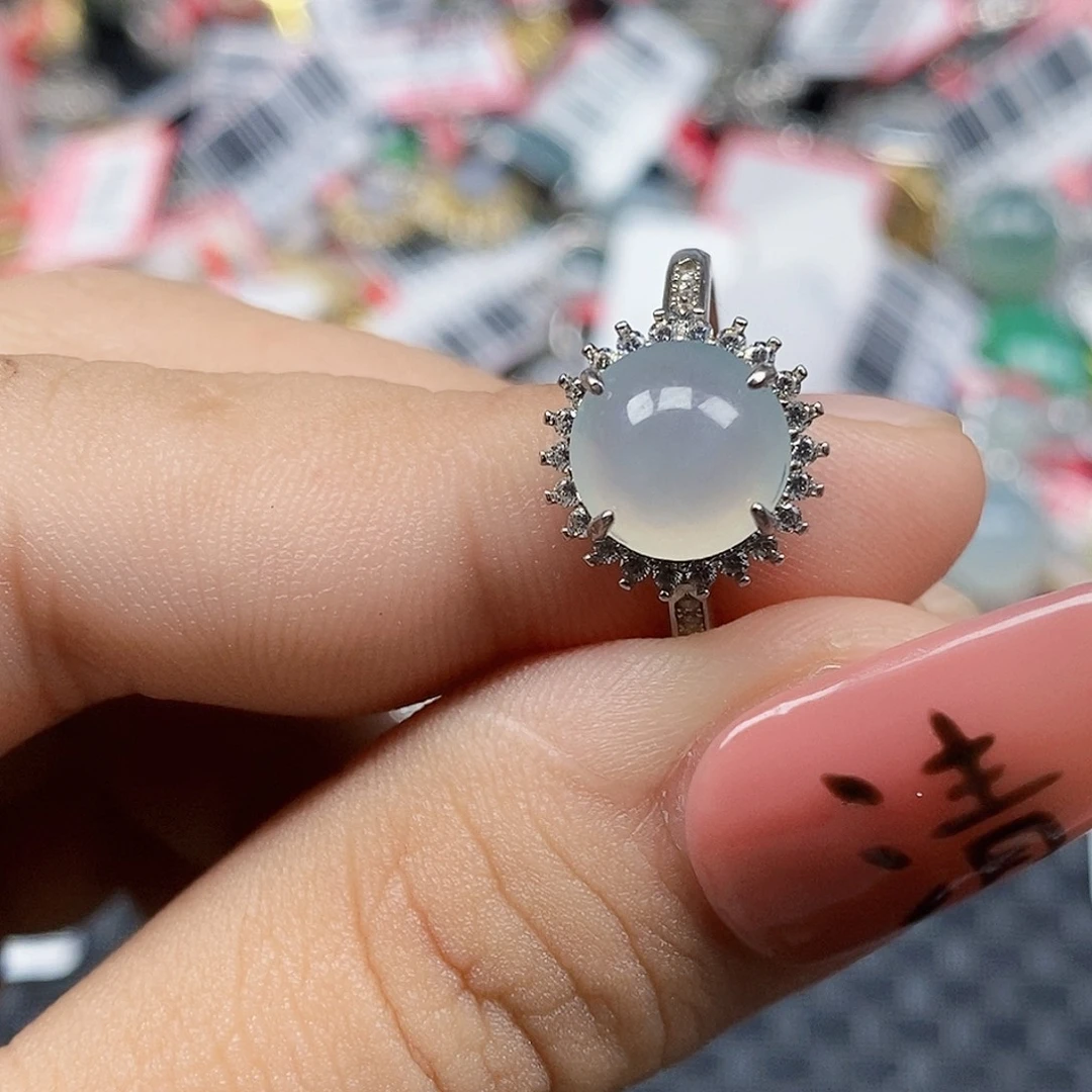 翡翠银S925镶嵌戒指