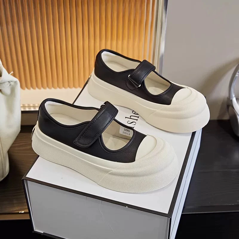 赵露思同款厚底玛丽珍鞋女秋2025新款松糕大头丑萌单鞋百搭小白鞋