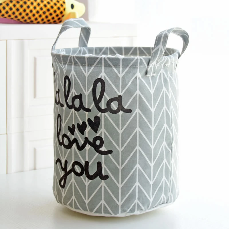 0949收纳桶现货收纳篓布艺筐杂物整理垃圾帆布圆形玩具袋垃圾袋