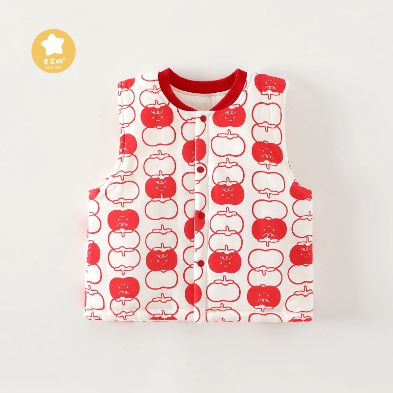 【棉花】儿童背心A类中小男女童时尚卡通可爱印花棉衣马甲