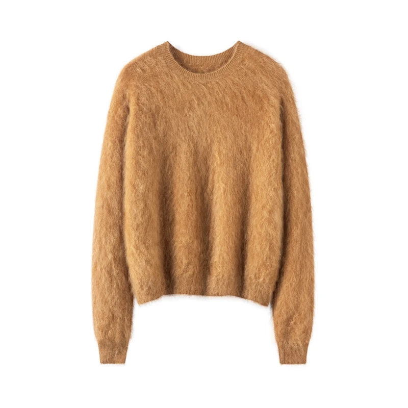 【100%山羊绒】拉绒工艺 无缝圆领打底衫