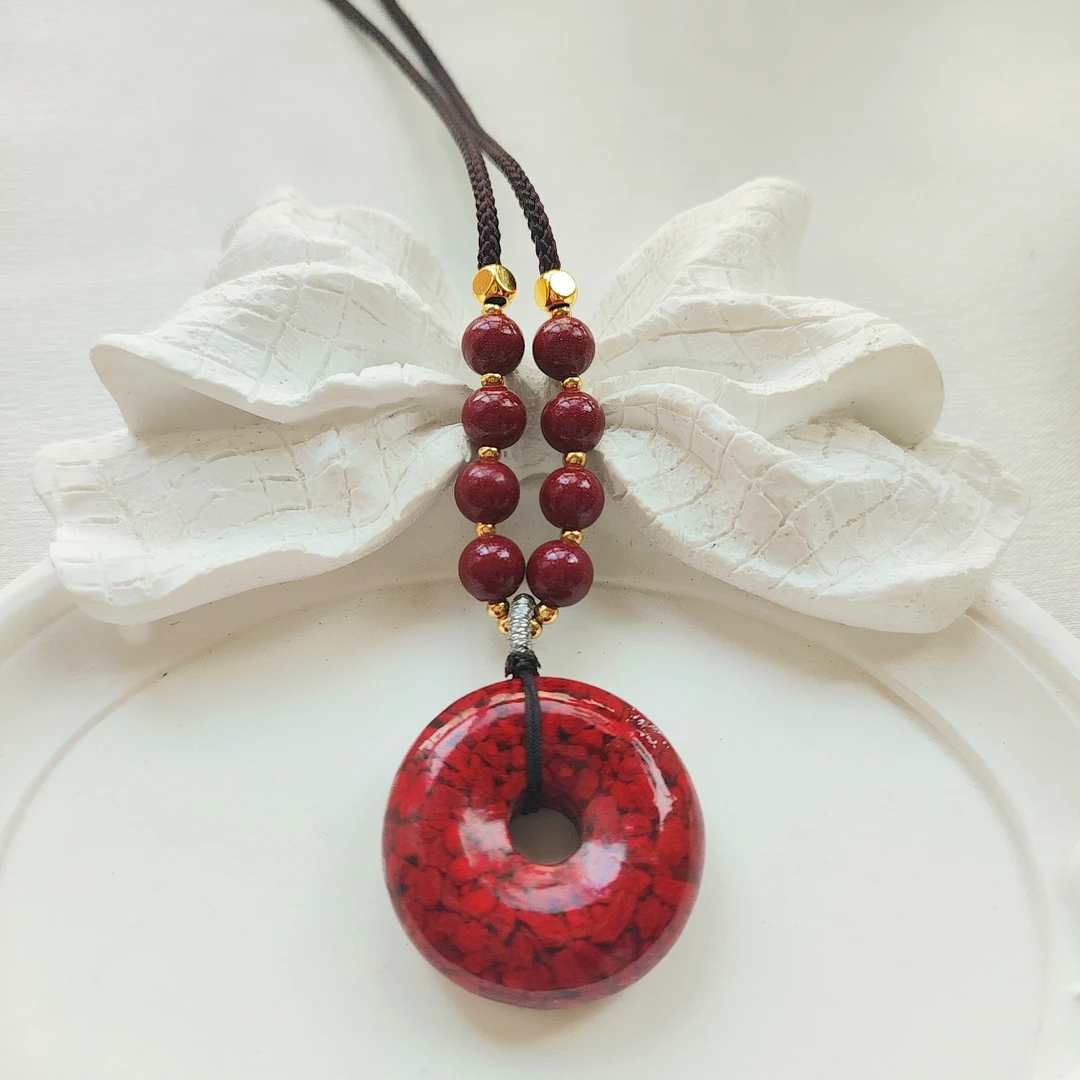 含辰砂工艺品【田园刘娟】晶体砂圆满平安扣