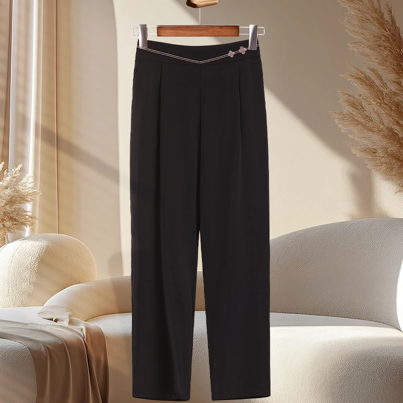 中老年人春夏休闲薄款女裤妈妈老人奶奶太太时尚松紧高腰九分裤子