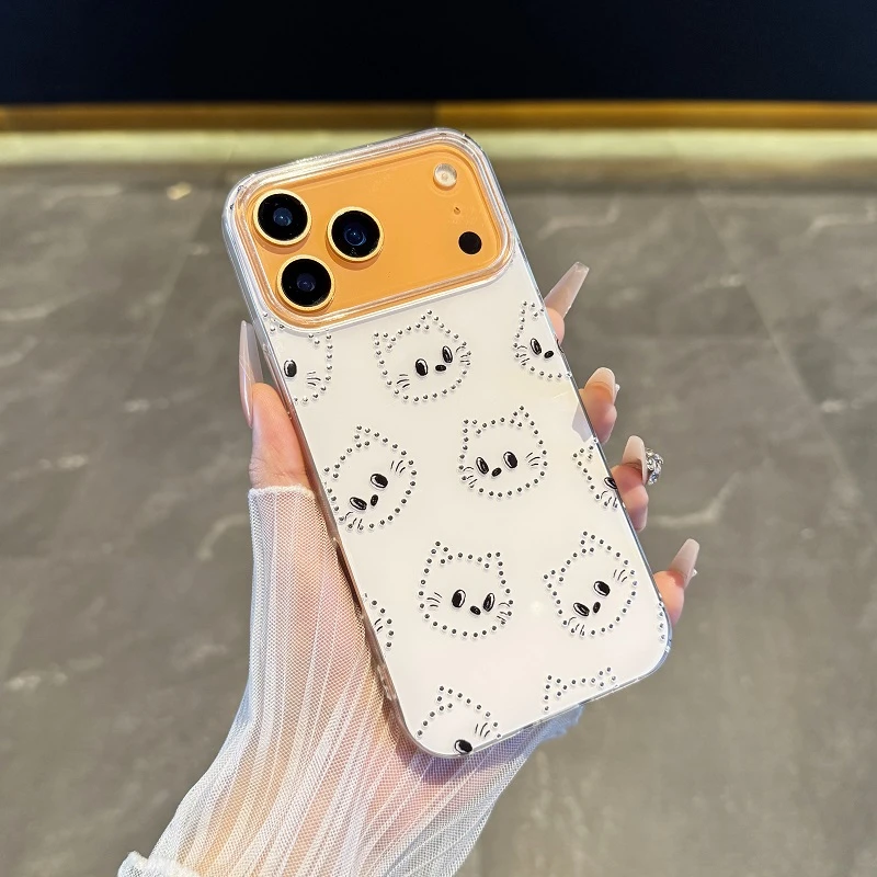 适用于苹果17promax手机壳创意猫咪白色iPhone17全包防摔16情侣15