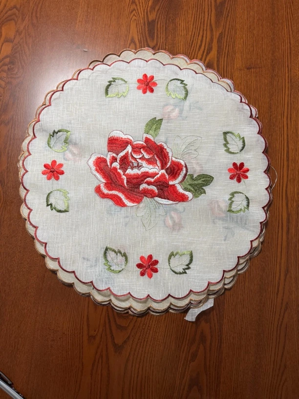 刺绣牡丹茶杯垫新中式