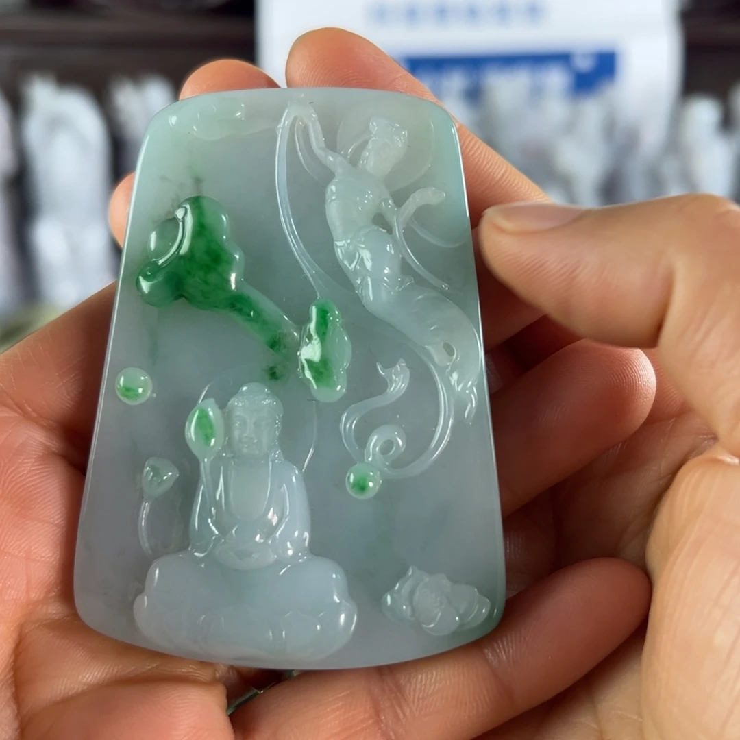 老***鱼翡翠未镶嵌手镯天然翡翠挂件