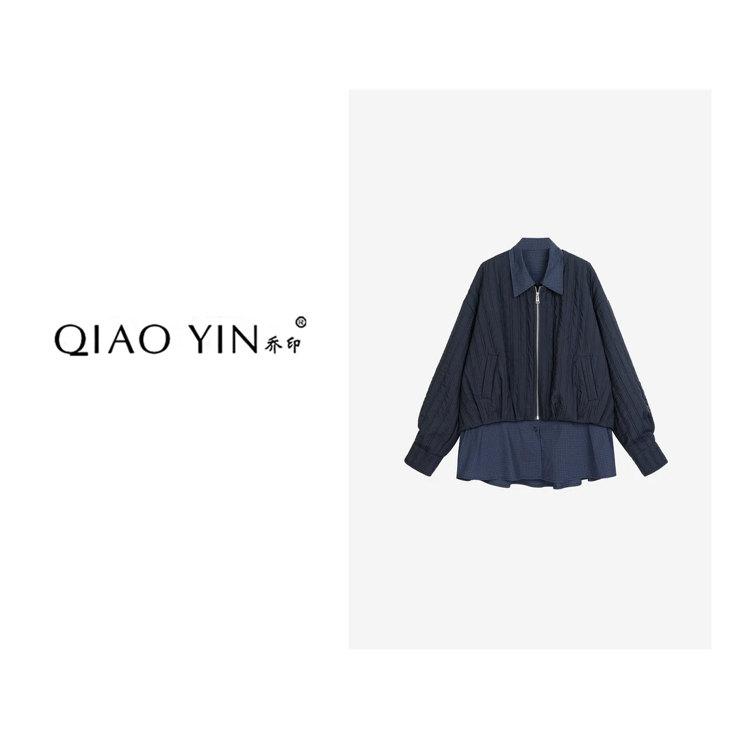 QIAO YIN"外套“时尚百搭气质休闲设计师款长袖棉服外套QY28643