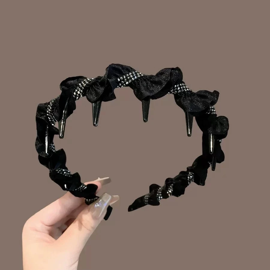 轻奢黑色缠绕布艺发箍女新款气质高级感压发带齿防滑头箍发卡1515