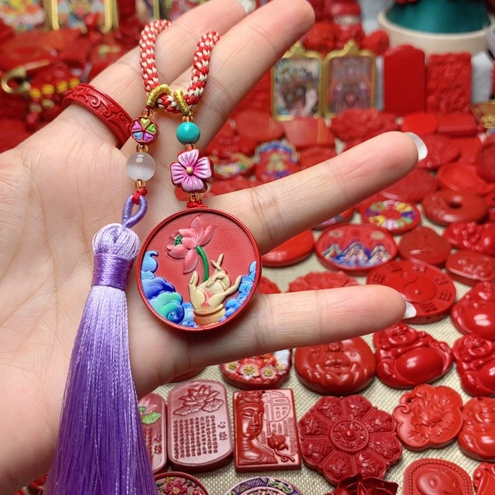 天然辰砂工艺品朱砂包包挂