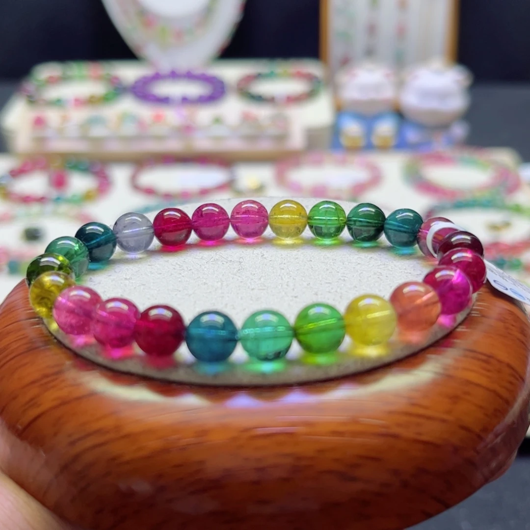 手链未镶嵌碧玺8mm色标彩虹