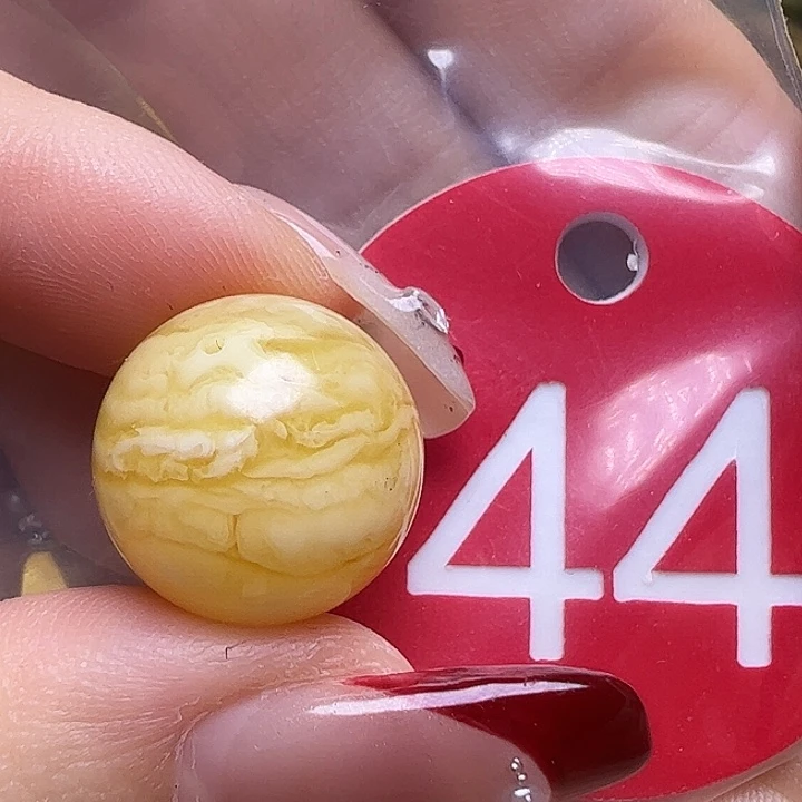 蜜蜡未镶嵌珠宝奇石微花粉15mm虎皮圆珠