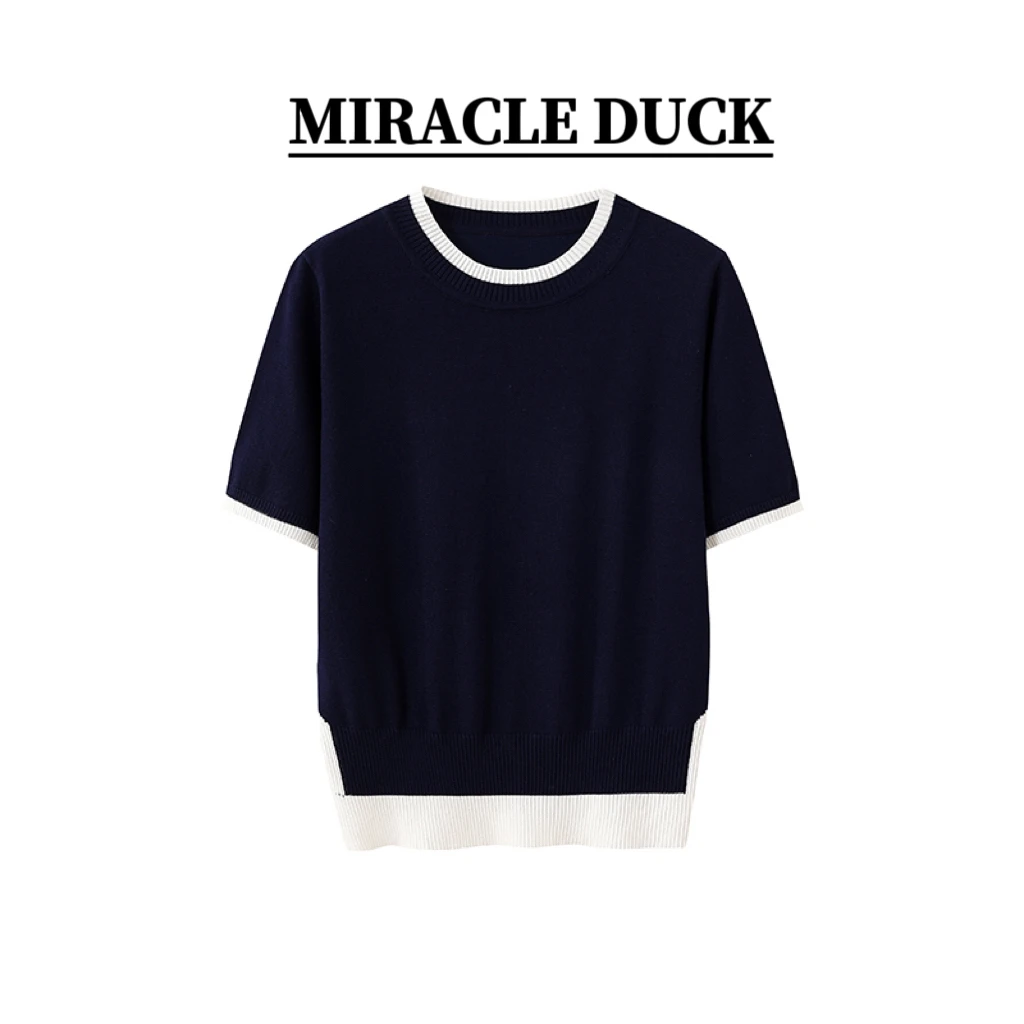 【爱丽斯女神】极简风春季通勤拼接开叉针织青春流行毛织衫女C1525