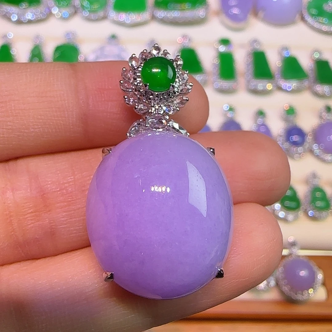 翡翠18K金镶嵌吊坠(不含链)