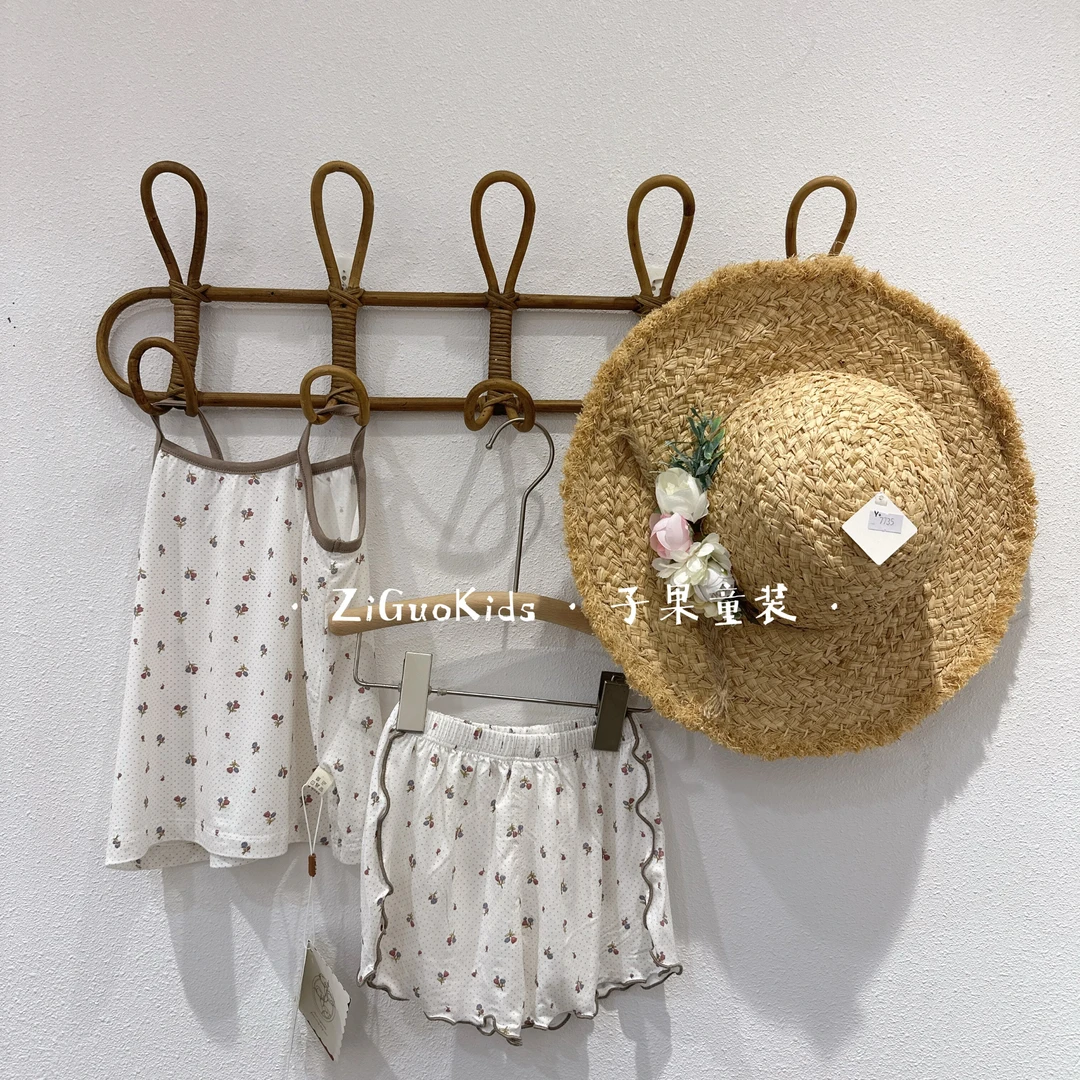 女童儿童吊带居家短裤薄款碎花家居服莫代尔睡衣套装空调服夏季