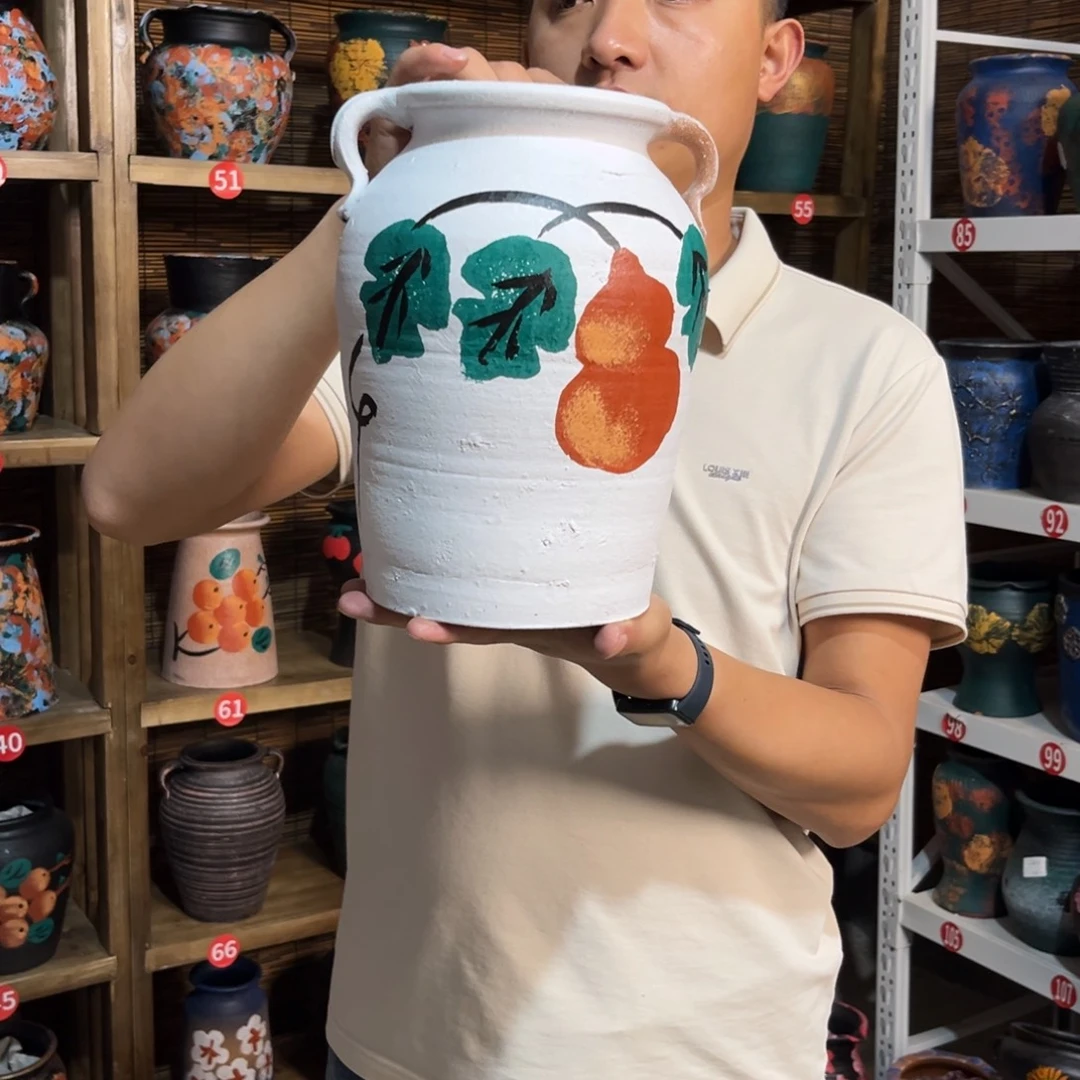 红陶浮雕花盆炸炸炸