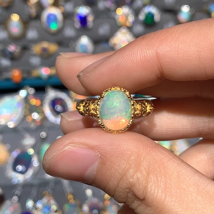 欧泊戒指z银S925镶嵌欧泊