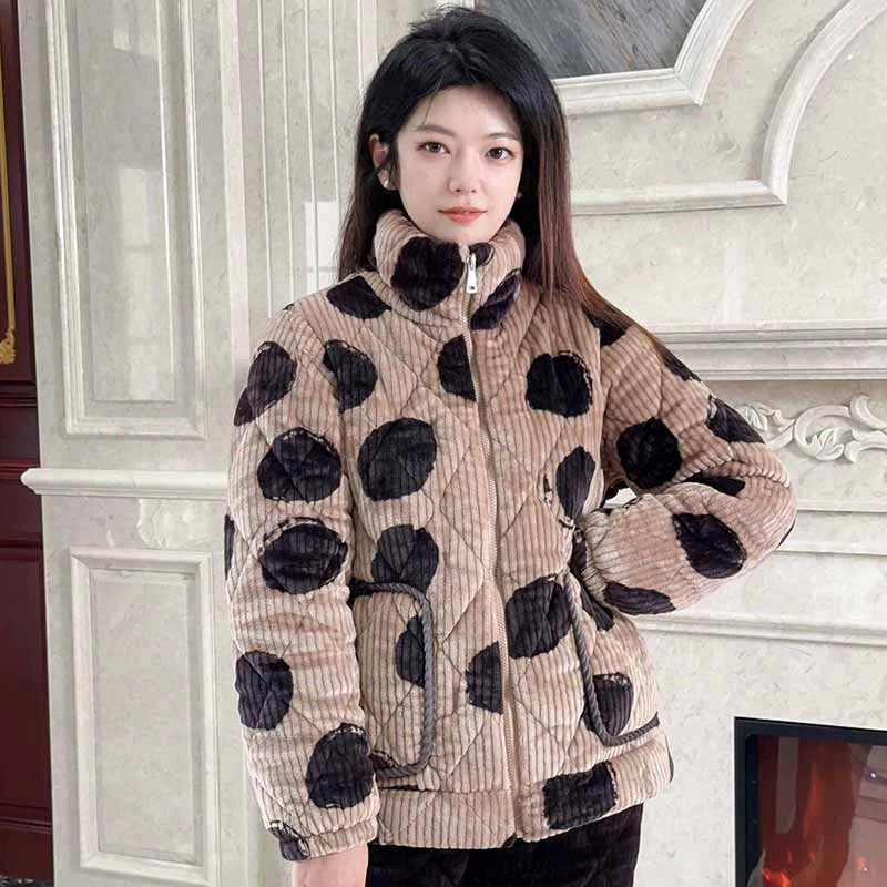 【冬雪】保暖睡衣女士冬季三层加厚睡衣套装夹棉家居服加绒冬