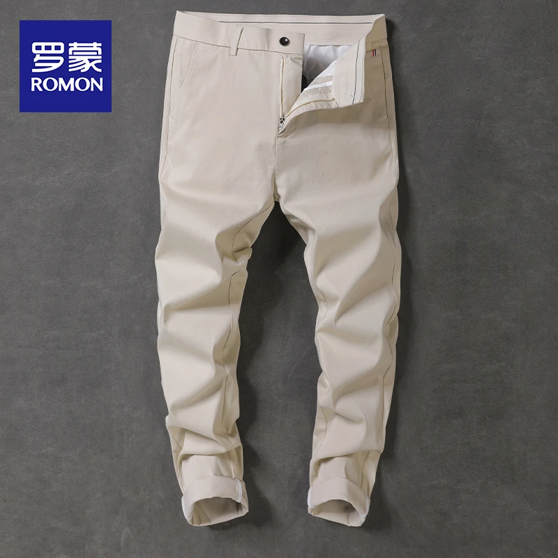 罗蒙休闲裤男士春季商务通勤小脚西裤2026新款宽松直筒长裤子男裤