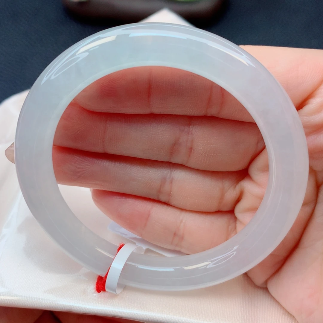 翡翠未镶嵌手镯53-4冰冰透透白月光