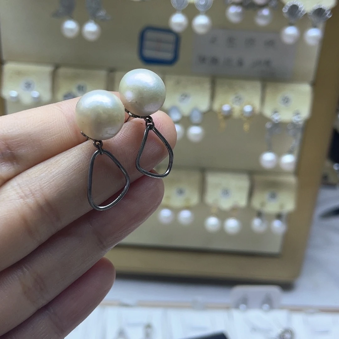 淡水珍珠耳饰银S925镶嵌