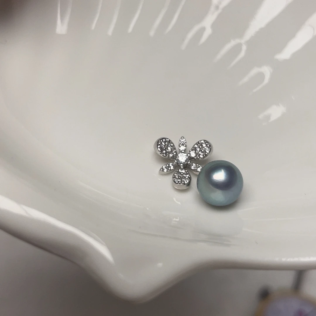 海水珍珠银S925镶嵌吊坠(不含链)