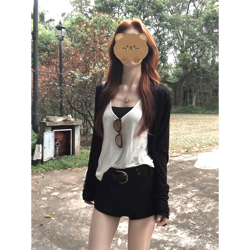 2025新款女夏季慵懒风休闲宽松百搭开衫内搭背心高腰显瘦半身裙