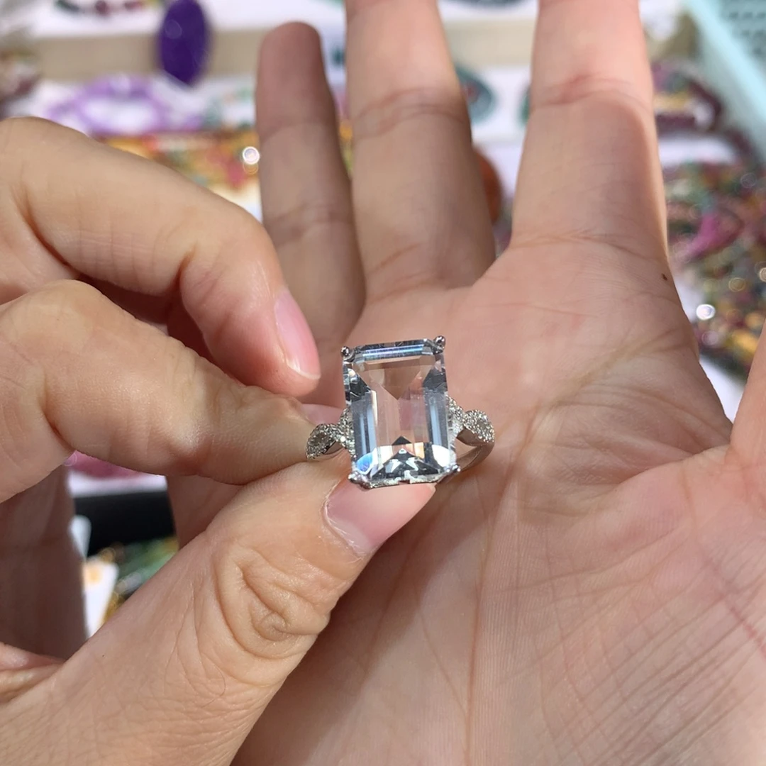 珠宝半成品银S925镶嵌水晶戒指