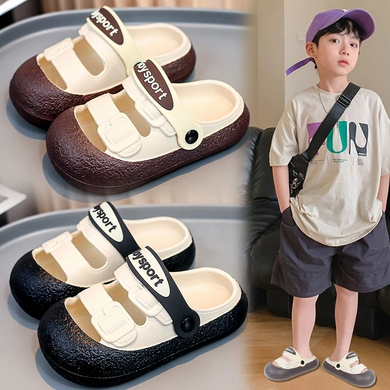 阿童木儿童鞋拖鞋男童洞洞鞋防水2025夏季包头凉拖男孩软底沙滩鞋