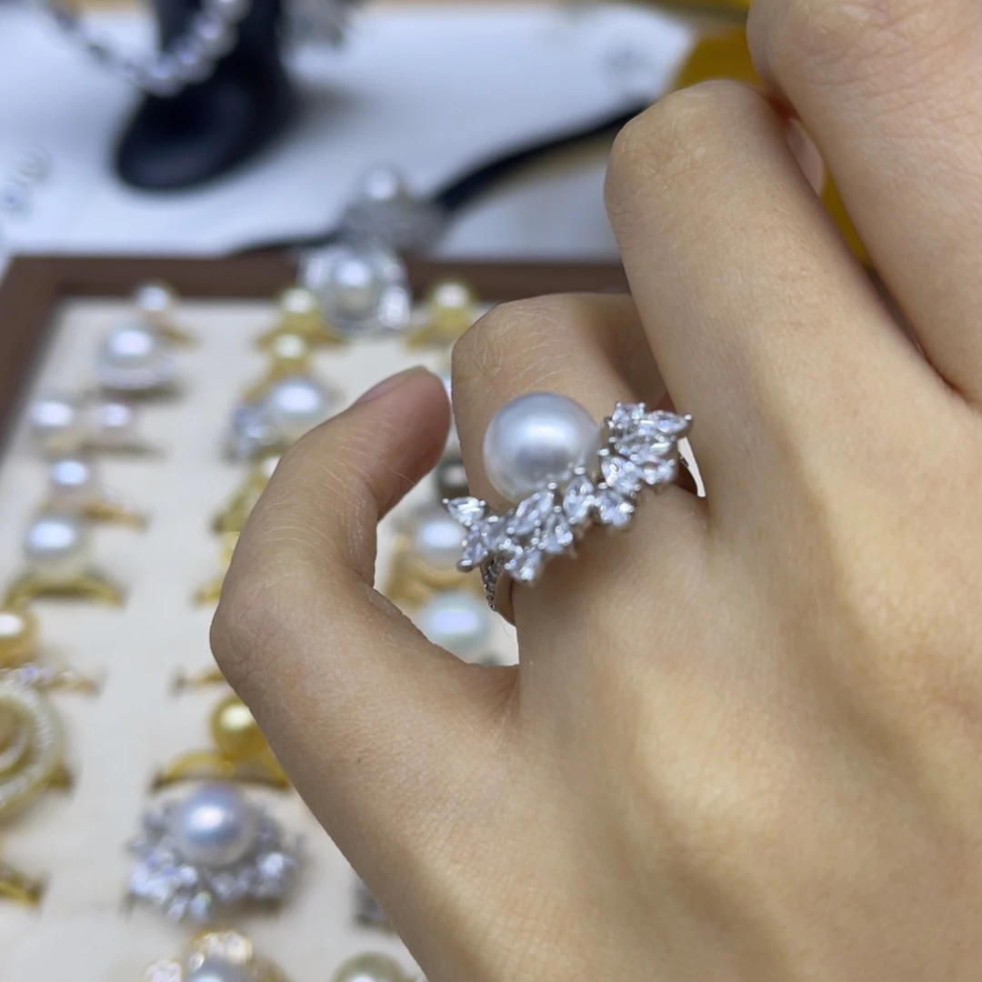 海水珍珠戒指银S925镶嵌