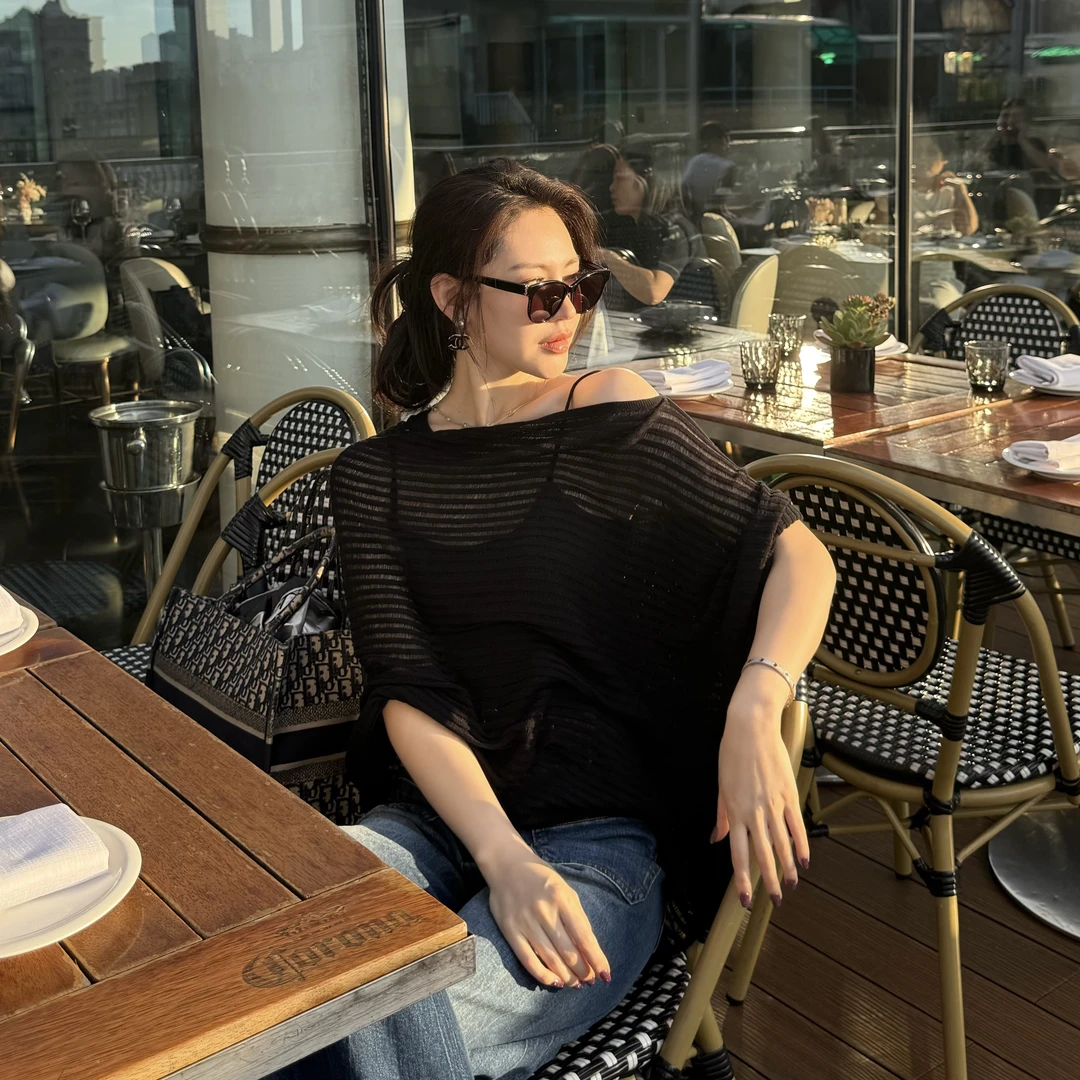 王嬛嬛MsLime 25年新款天丝&亚麻舒适百搭毛织上衣 HD2A1351