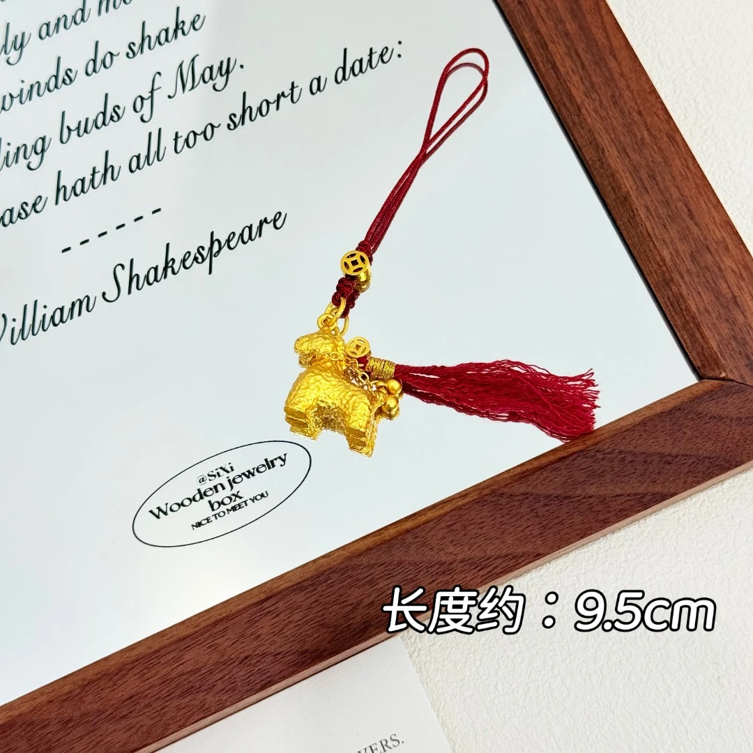 铜合金项链 XL-100金色锤纹小马流苏吊坠手机链包挂