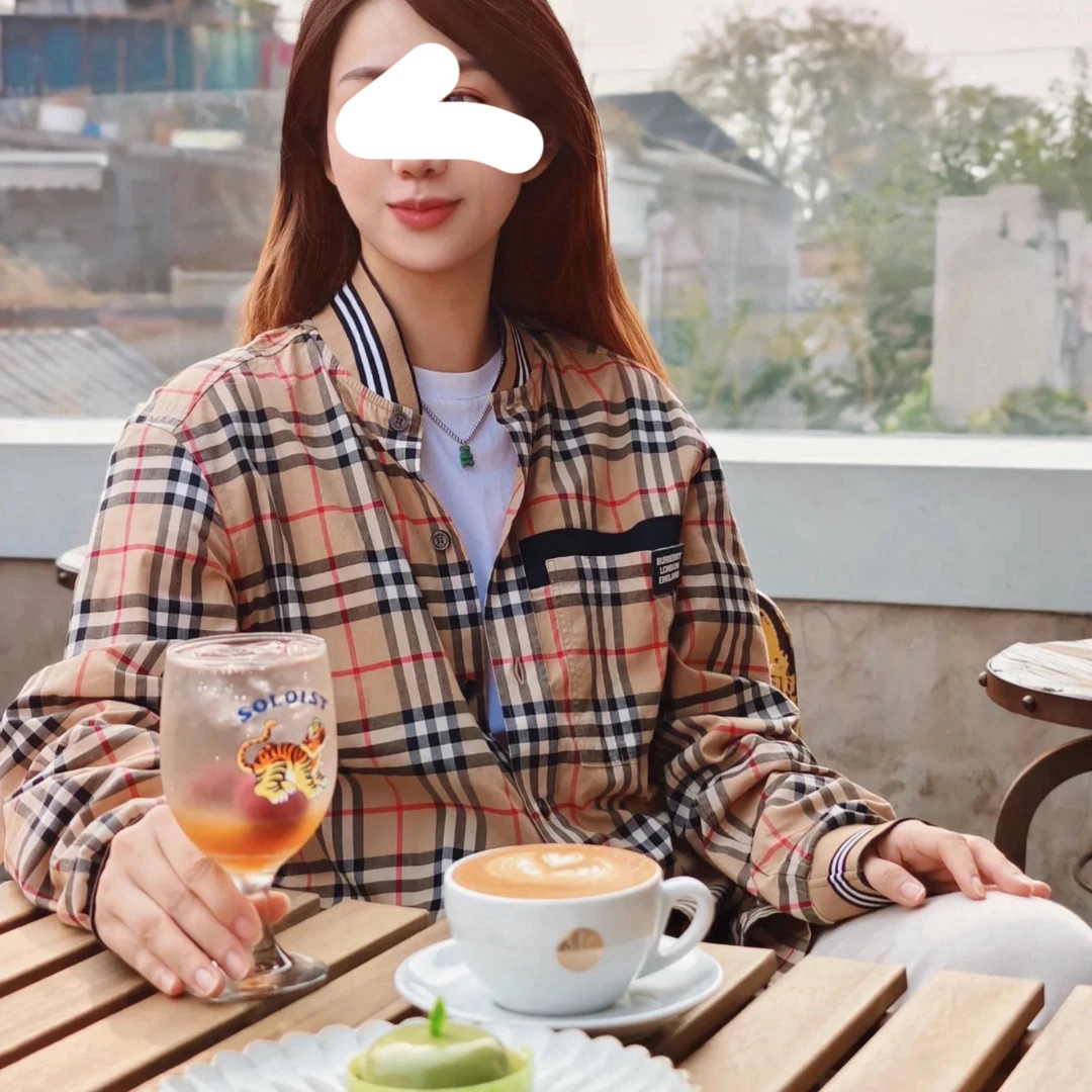99新 BURBERRY/博柏利 001909 卡其色棉质格纹长袖衬衫 S码