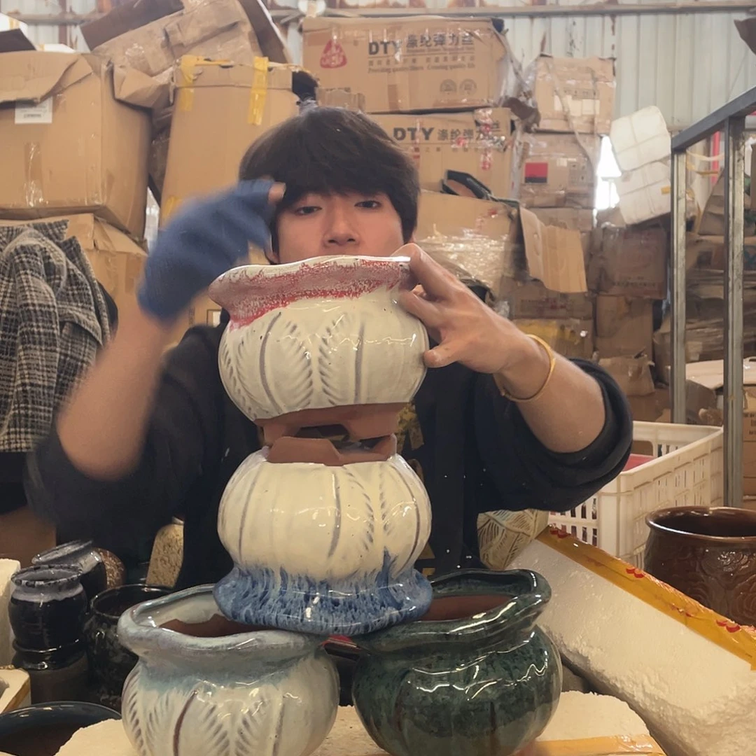 红陶宜兴陶瓷紫砂花盆