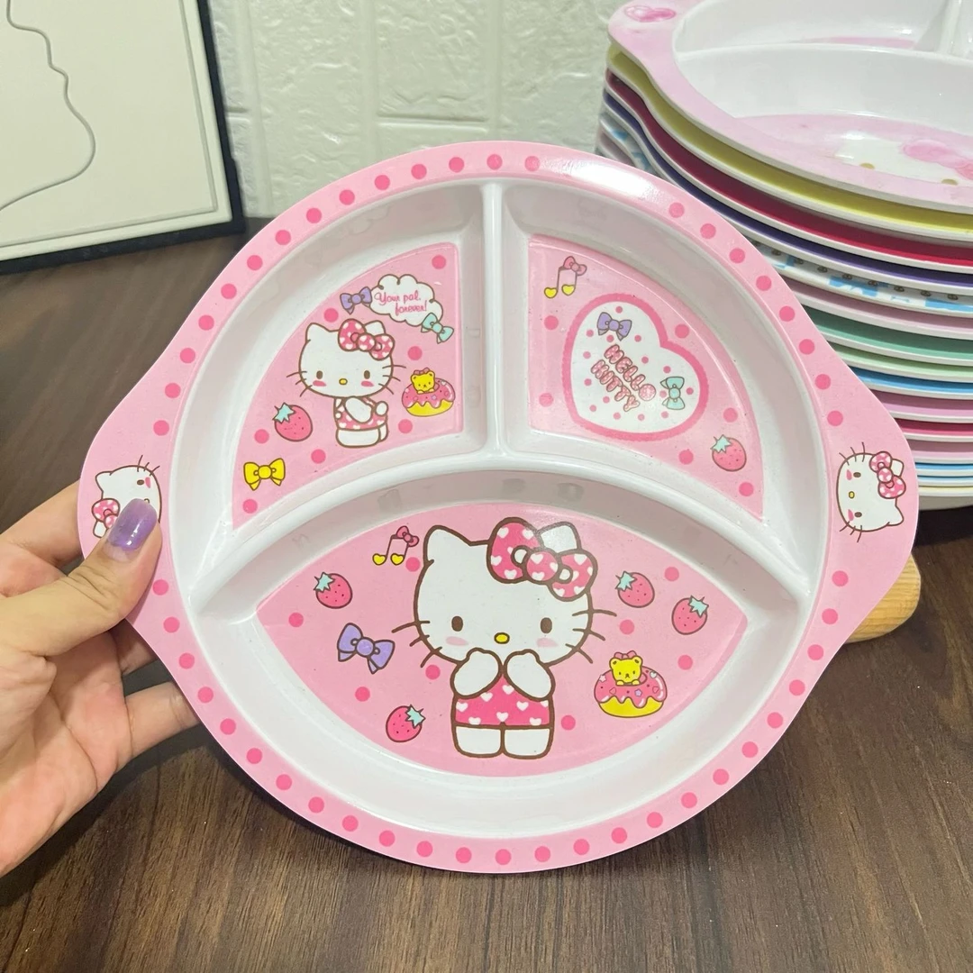防烫食品级儿童分格餐盘可爱库洛餐具宝宝家用饭盘减脂水果分餐盘