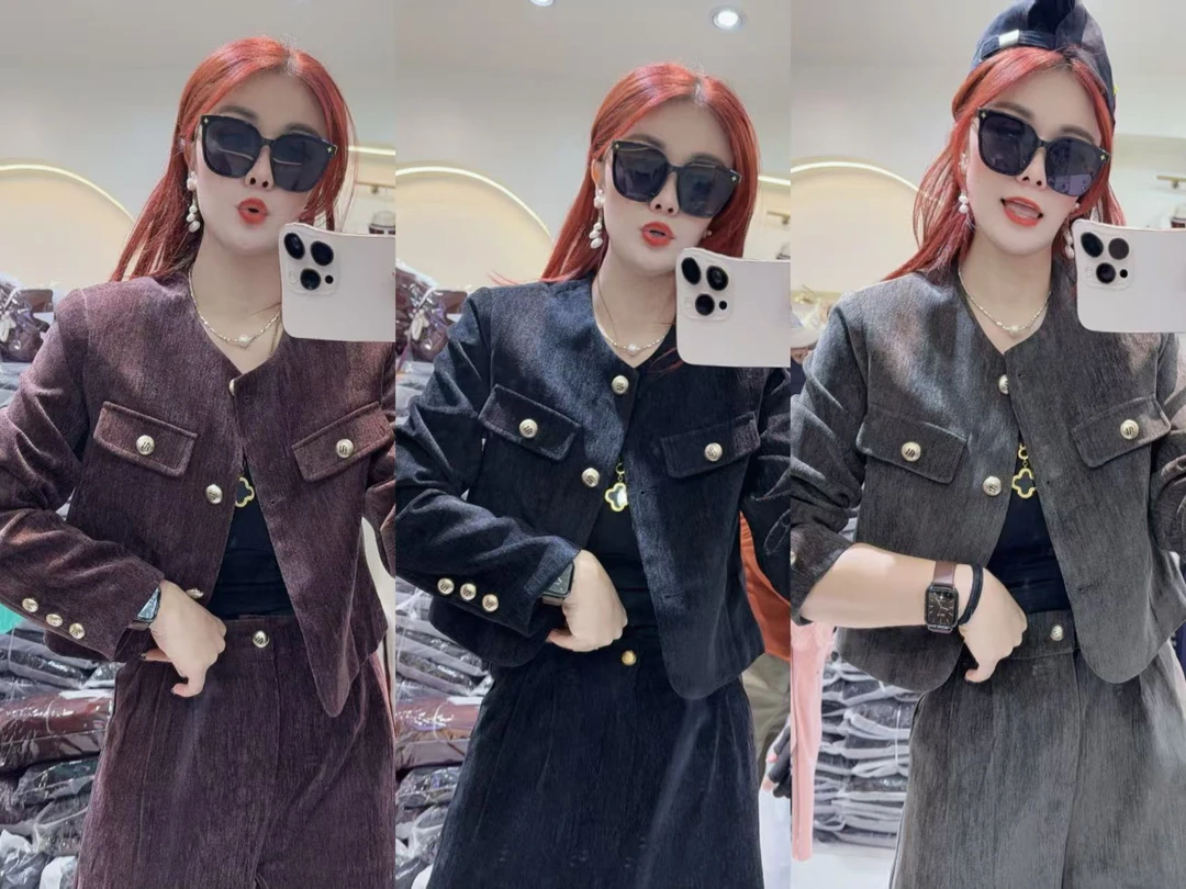 新款加厚保暖小香风显瘦休闲套装815