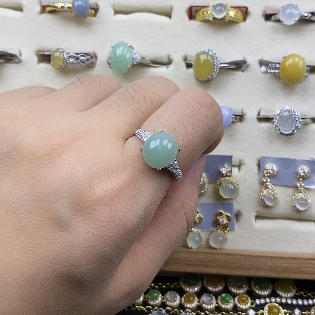 翡翠银S925镶嵌耳饰