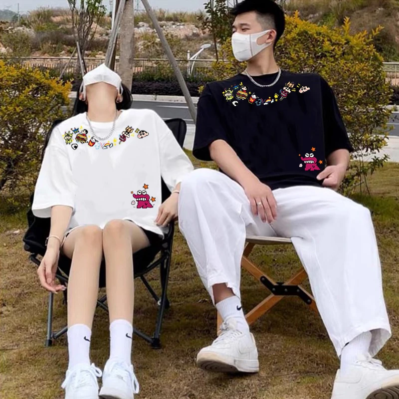 重磅纯棉短袖男女宽松加大码上衣潮流情侣装涂鸦设计小众休闲半袖